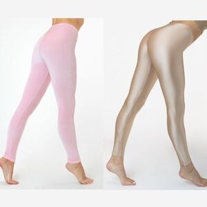 2 LOT SIZE L Los Angeles Apparel LA Apparel Leggings Large Gold Pink